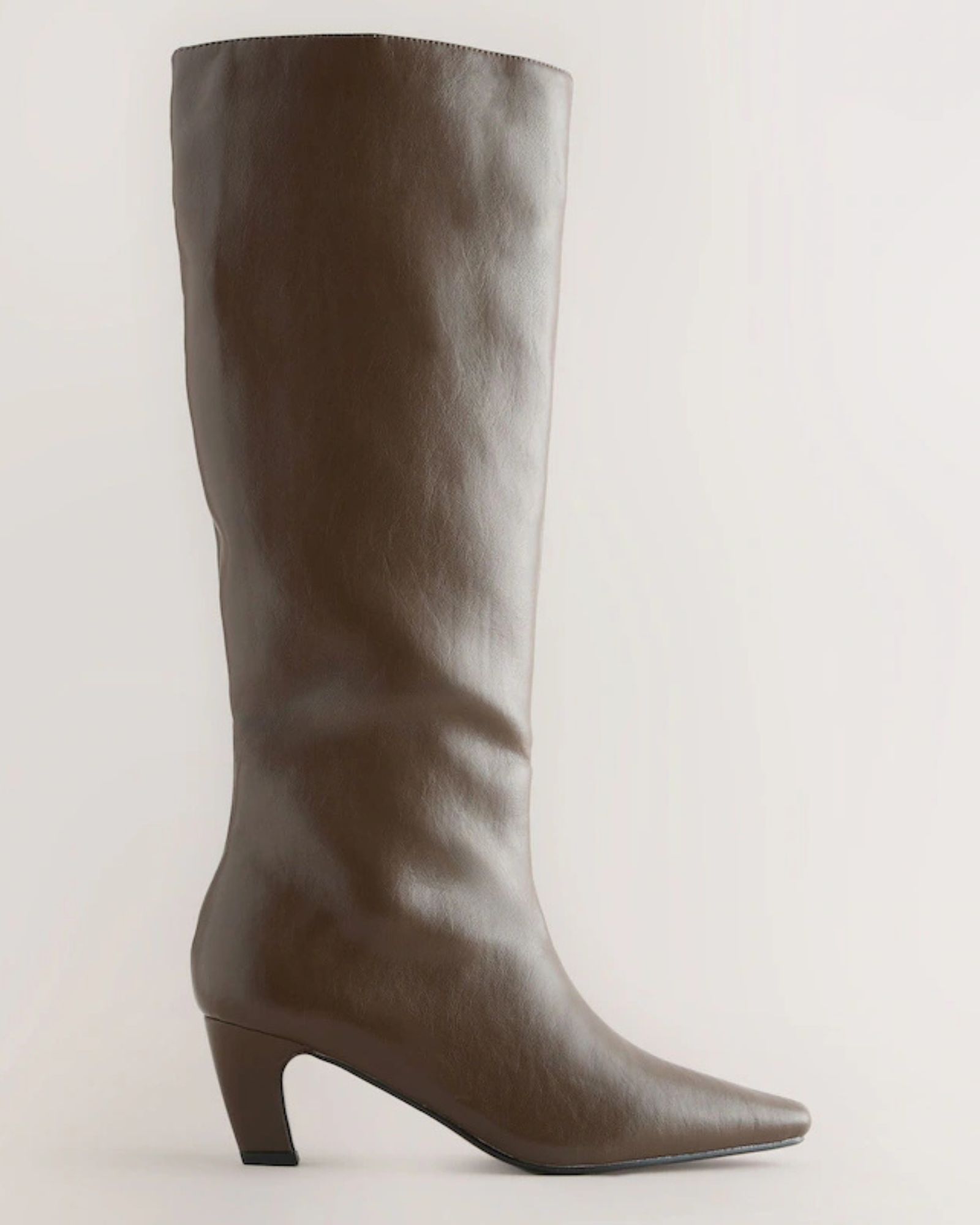 Next Olive Green Forever Comfort&amp;reg; Curved Heel Knee High Boots