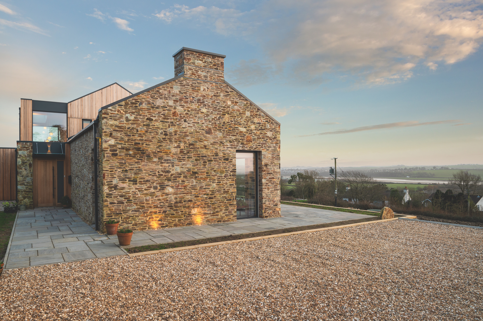 self build with stone cladding