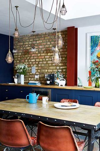 industrial style kitchen diner in glazed extension
