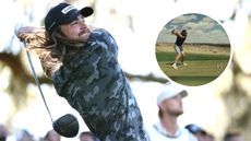 Kyle Berkshire hits a driver off the tee