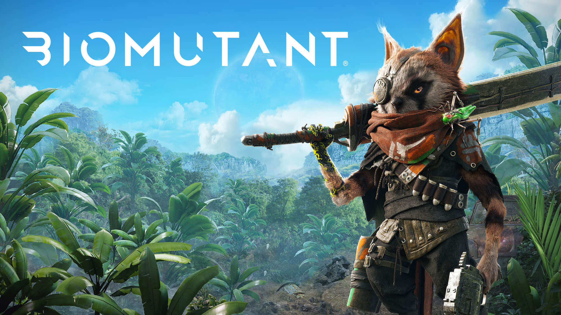 The protagonist of Biomutant stands with a sword balanced on their shoulder