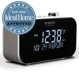 Roberts Ortus alarm clock with Ideal Home Approved stamp