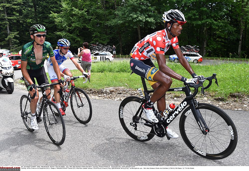 Mountain leader Daniel Teklehaimanot (MTN-Qhubeka) is in the breakaway