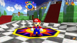 Mario in the castle in Super Mario 64