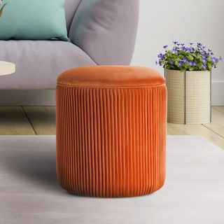 Velvet Round Pouf Ottoman