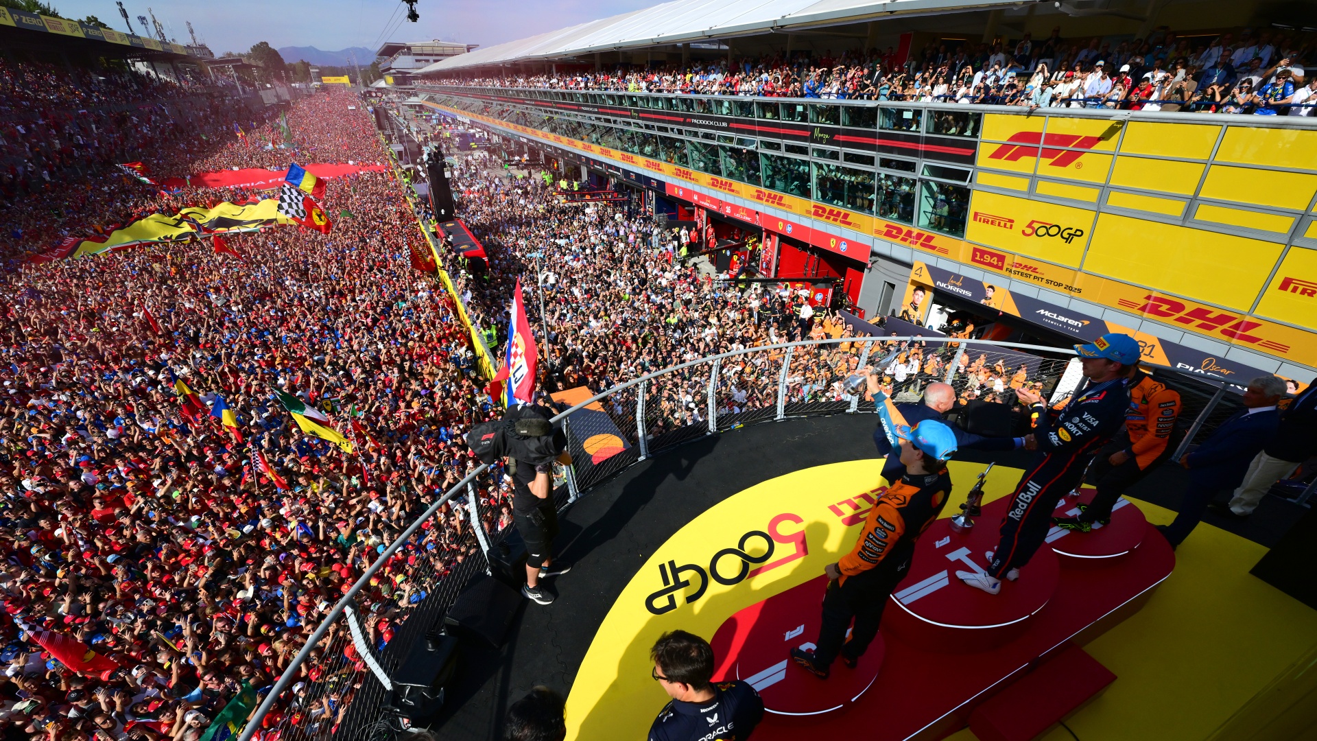 The view from the Monza podium at the Italian Grand Prix