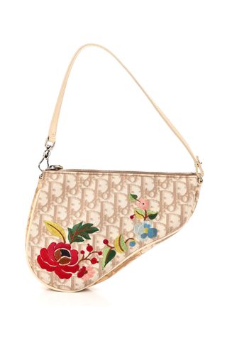 Christian Dior Monogram Vintage Flowers Mini Saddle Bag Beige