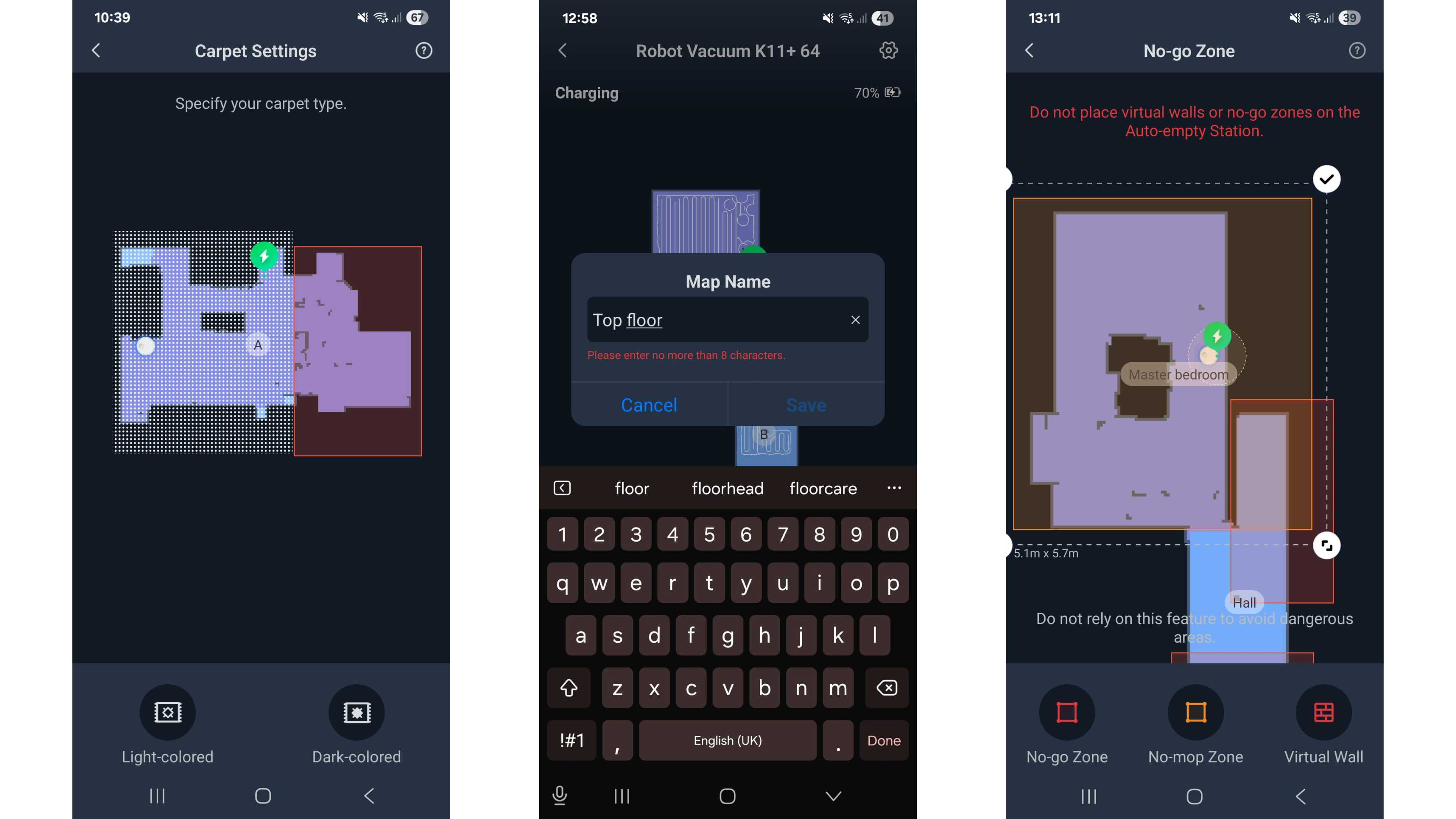 Screenshots from the SwitchBot app
