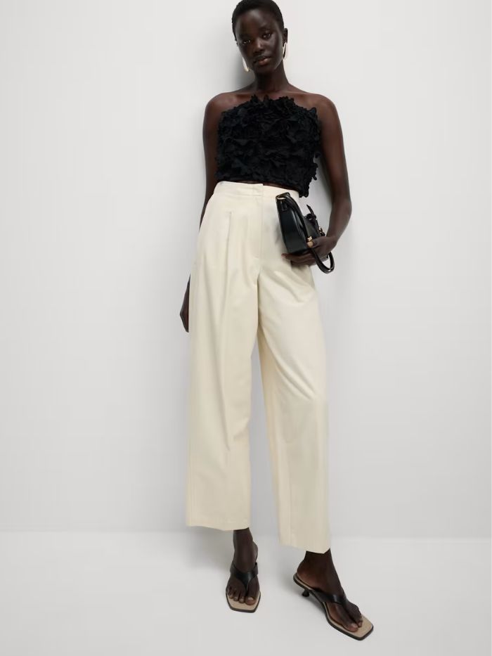 M&S Pure Cotton Twill Barrel Leg Trousers
