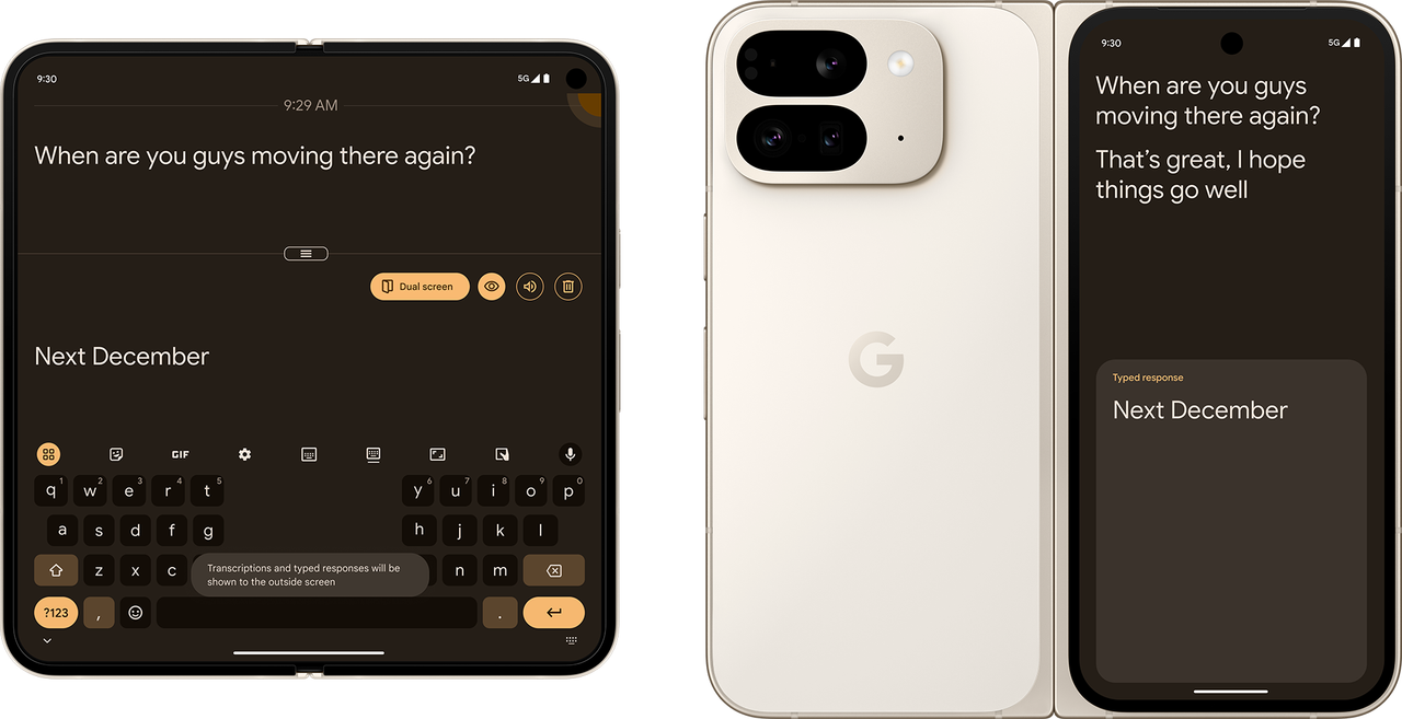 Live transcribe on Pixel 9 Pro Fold