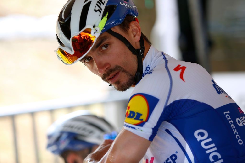 ZIPAQUIR COLOMBIA FEBRUARY 15 Start Julian Alaphilippe of France and Team Deceuninck Quick Step during the 3rd Tour of Colombia 2020 Stage 5 a 1805km stage from Paipa to Zipaquir TourColombiaUCI TourColombia2020 on February 15 2020 in Zipaquir Colombia Photo by Maximiliano BlancoGetty Images