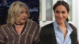From left to right: Martha Stewart on The Tonight Show and Meghan Markle in With Love, Meghan. 