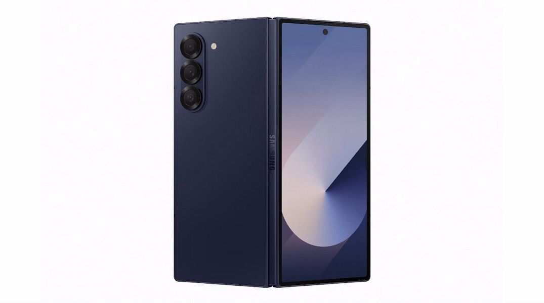 A leaked render of the Galaxy Z Fold 6 in "navy."