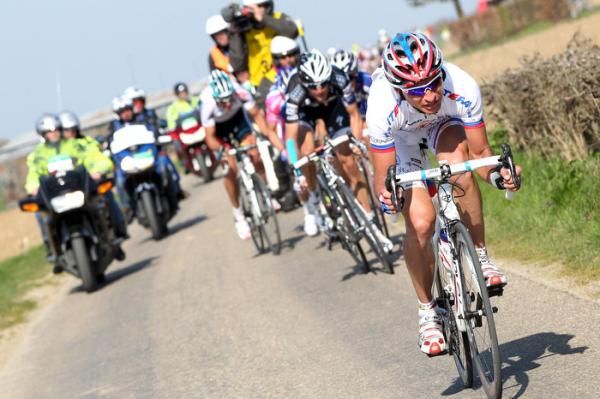 Serguei Ivanov (Katusha) on the attack in the finale of the Amstel Gold Race.