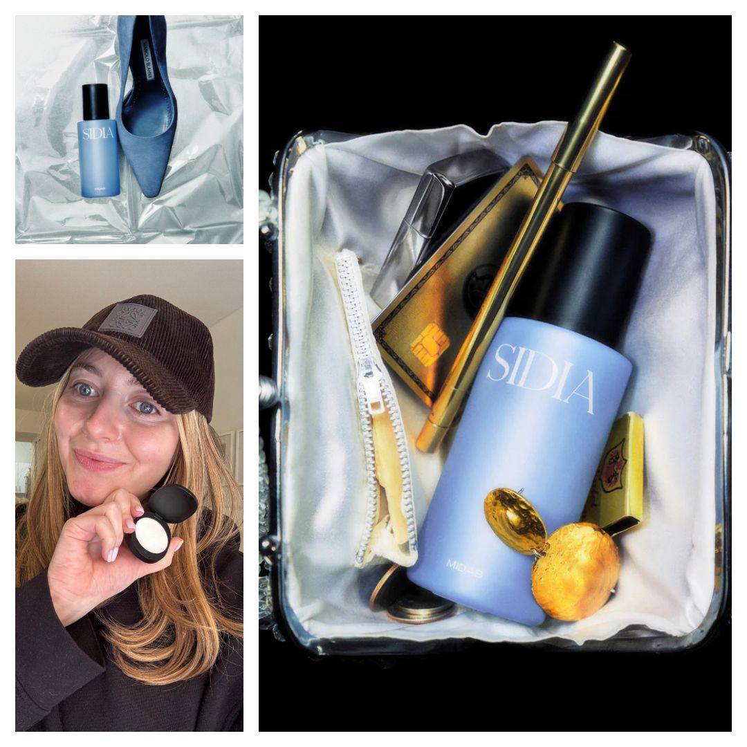 samantha holender with sidia midas body mist and solid perfume