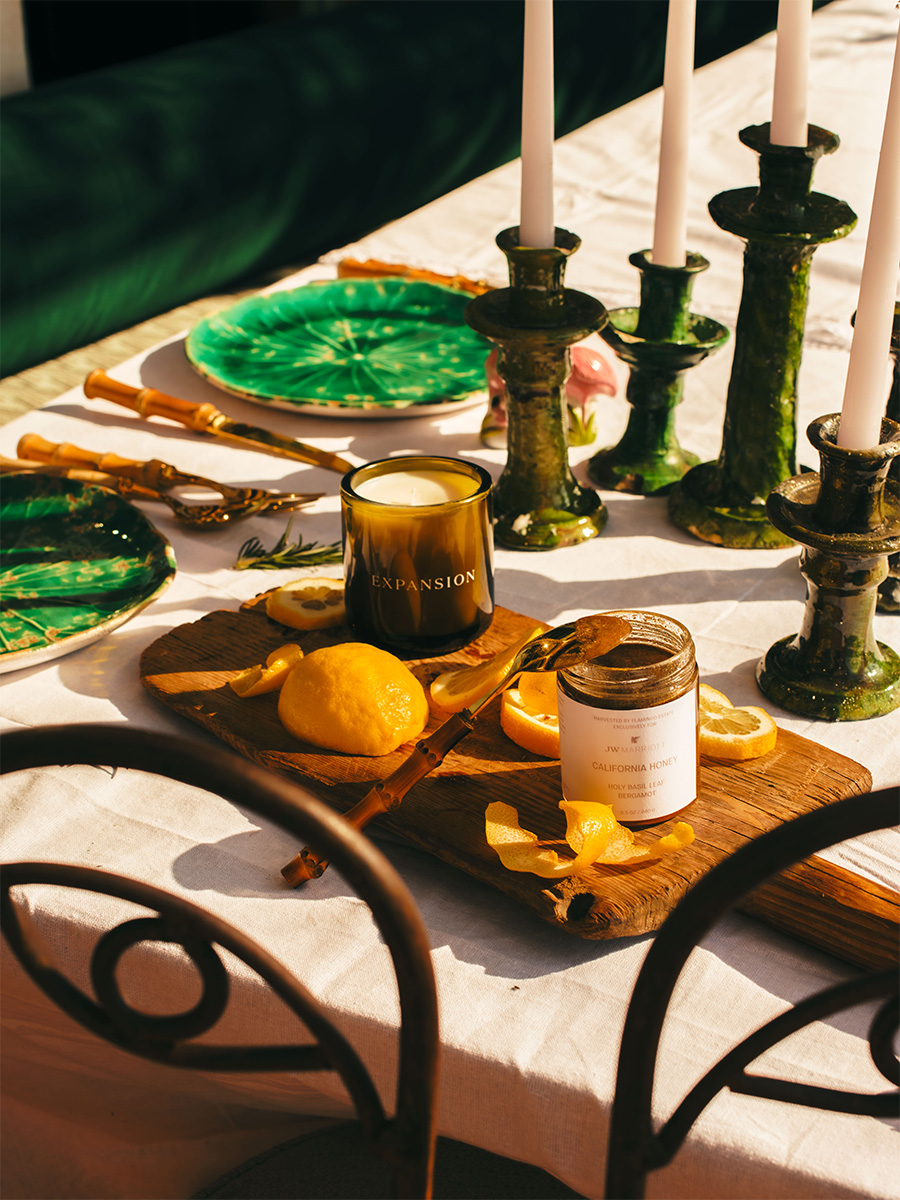 Candle and other fragrance products from Flamingo Estate x JW Marriott.