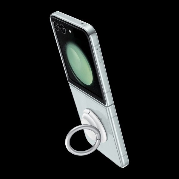 A leaked render of the Galaxy Z Flip 5's case utilizing its kickstand.