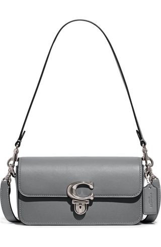gray Glove Tanned Leather Shoulder Bag with a C logo for Coach