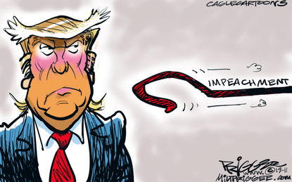 Political Cartoon U.S. Impeachment Hook Trump