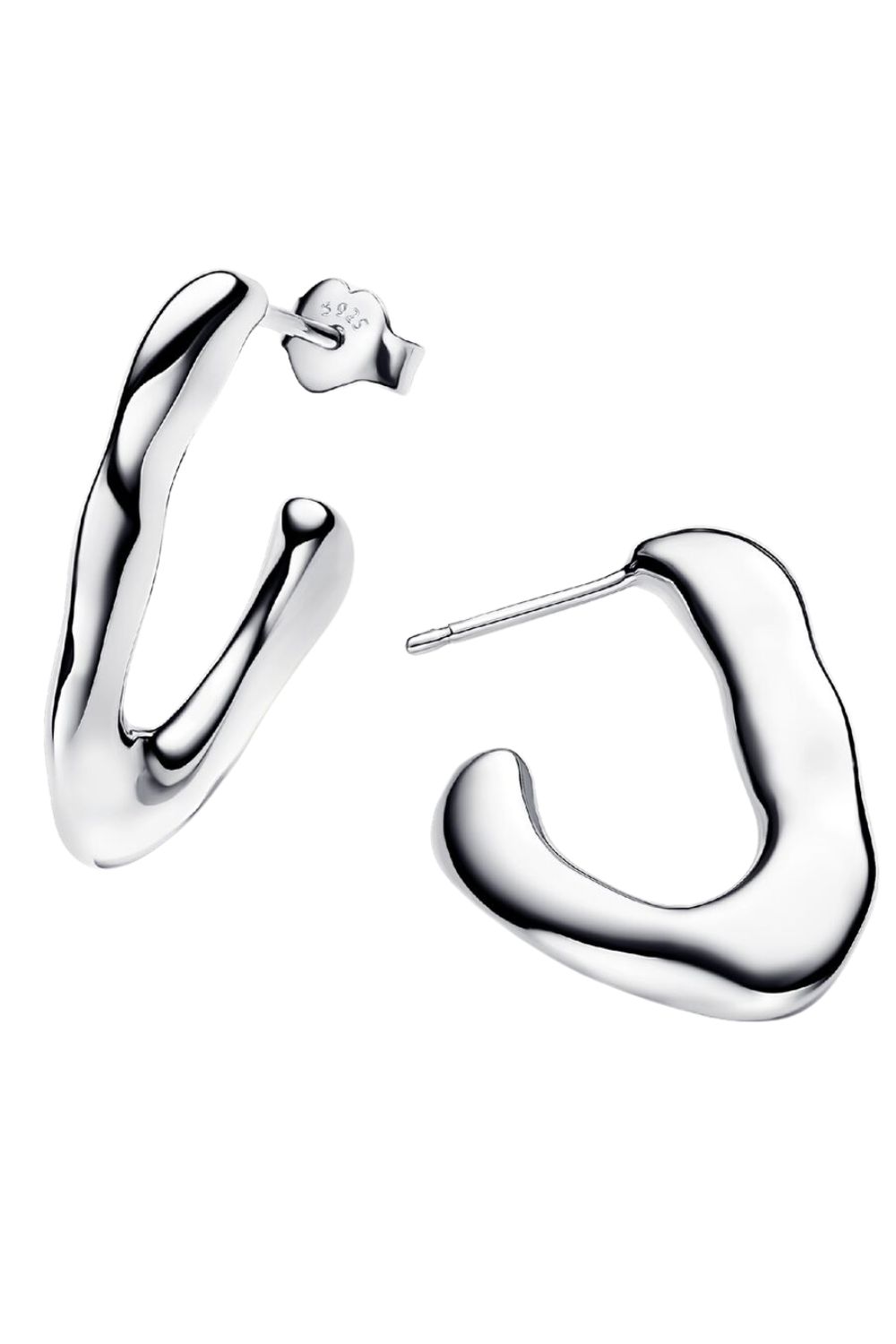 Pandora Organically V-shaped Open Hoop Earrings Sterling silver