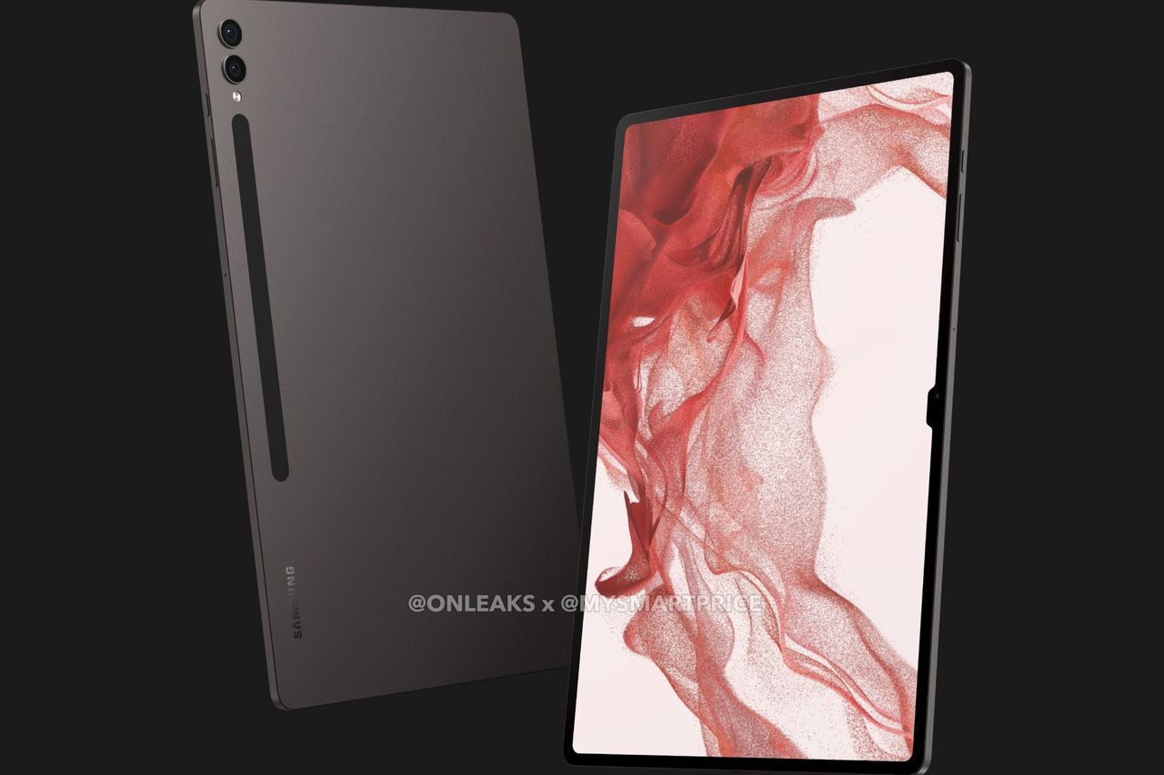 Samsung Galaxy Tab S( Ultra renders showing the front and back panels