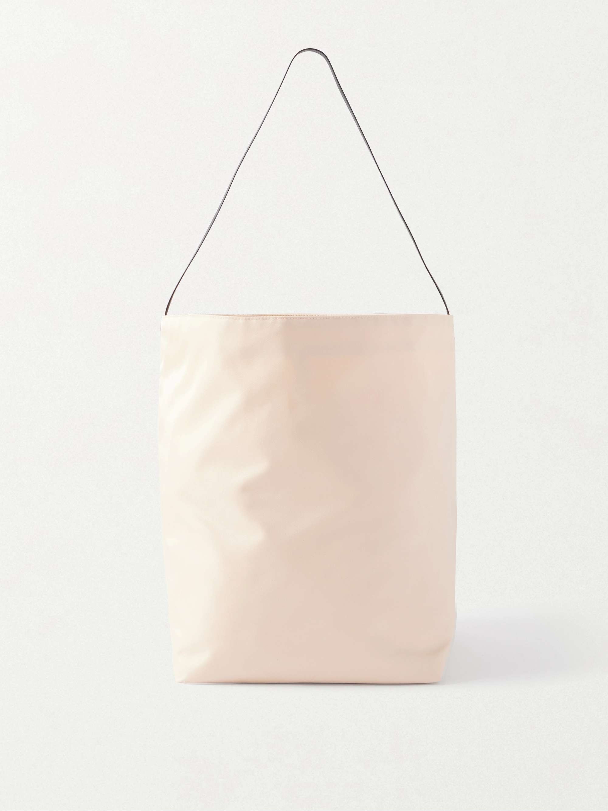 Bucket Leather-Trimmed Nylon-Satin Tote