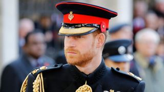 britains prince harry, duke of sussex arrives to attend the 91st field of remembrance at westminster abbey in central london on november 7, 2019 the field of remembrance is organised by the poppy factory, and has been held in the grounds of westminster abbey since november 1928, when only two remembrance tribute crosses were planted photo by tolga akmen afp photo by tolga akmenafp via getty images