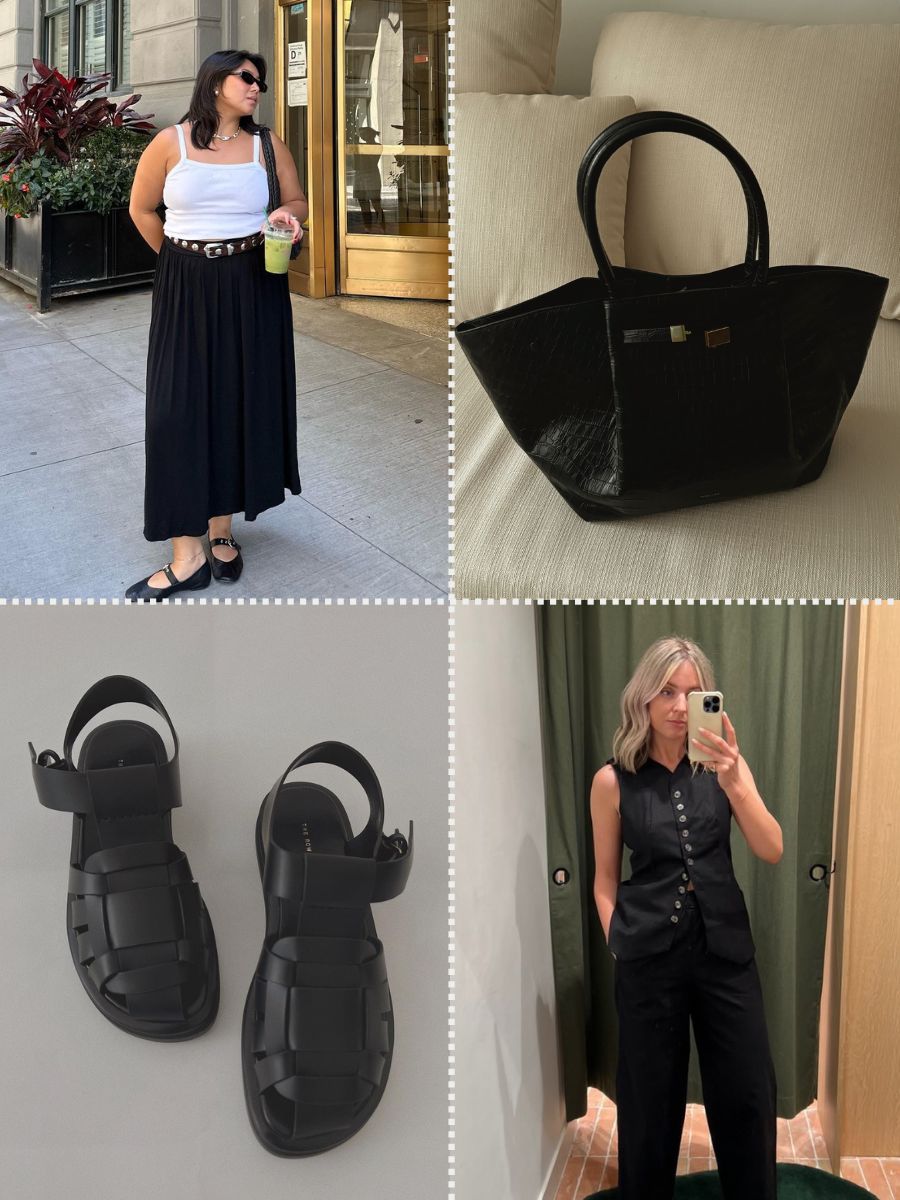 Collage of women and shoes and handbag