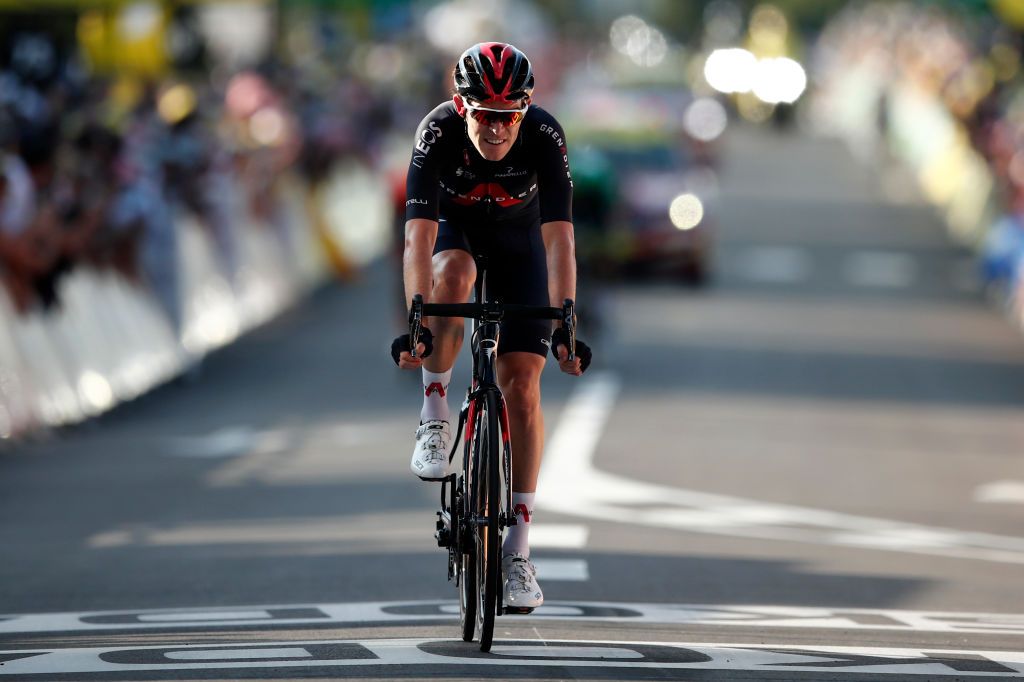 CHAMPAGNOLE FRANCE SEPTEMBER 18 Arrival Luke Rowe of The United Kingdom and Team INEOS Grenadiers during 107th Tour de France 2020 Stage 19 a 1665km stage from Bourg en Bresse to Champagnole 547m TDF2020 LeTour on September 18 2020 in Champagnole France Photo by Benoit Tessier PoolGetty Images