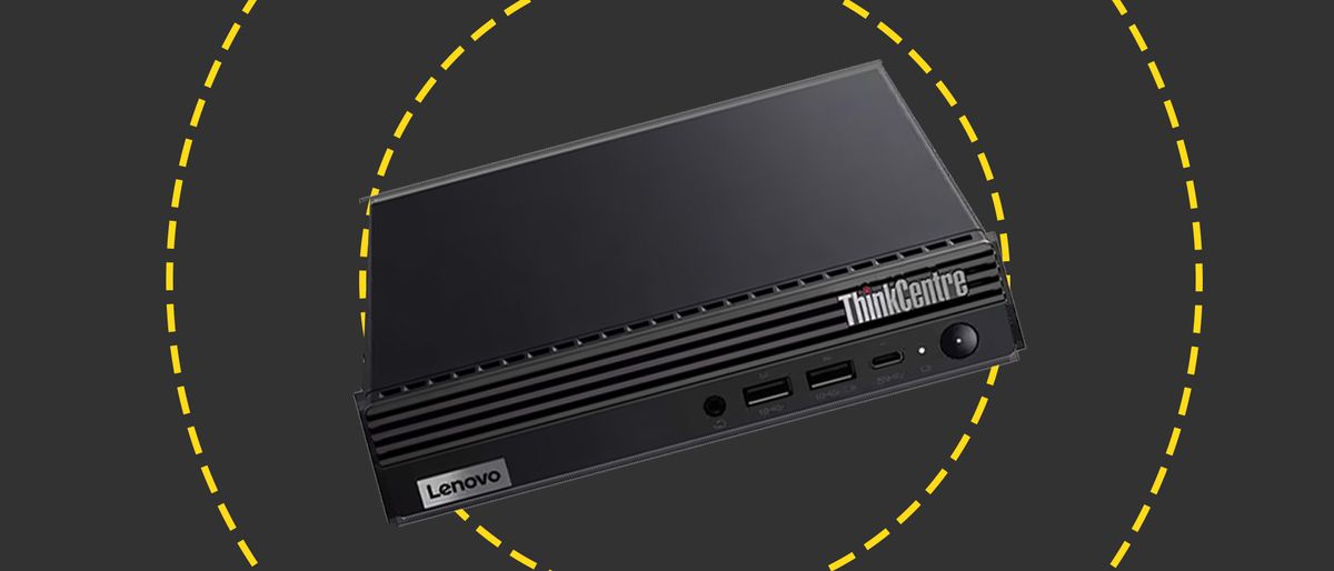 The Lenovo ThinkCenter M70q Gen 4 on the ITPro background