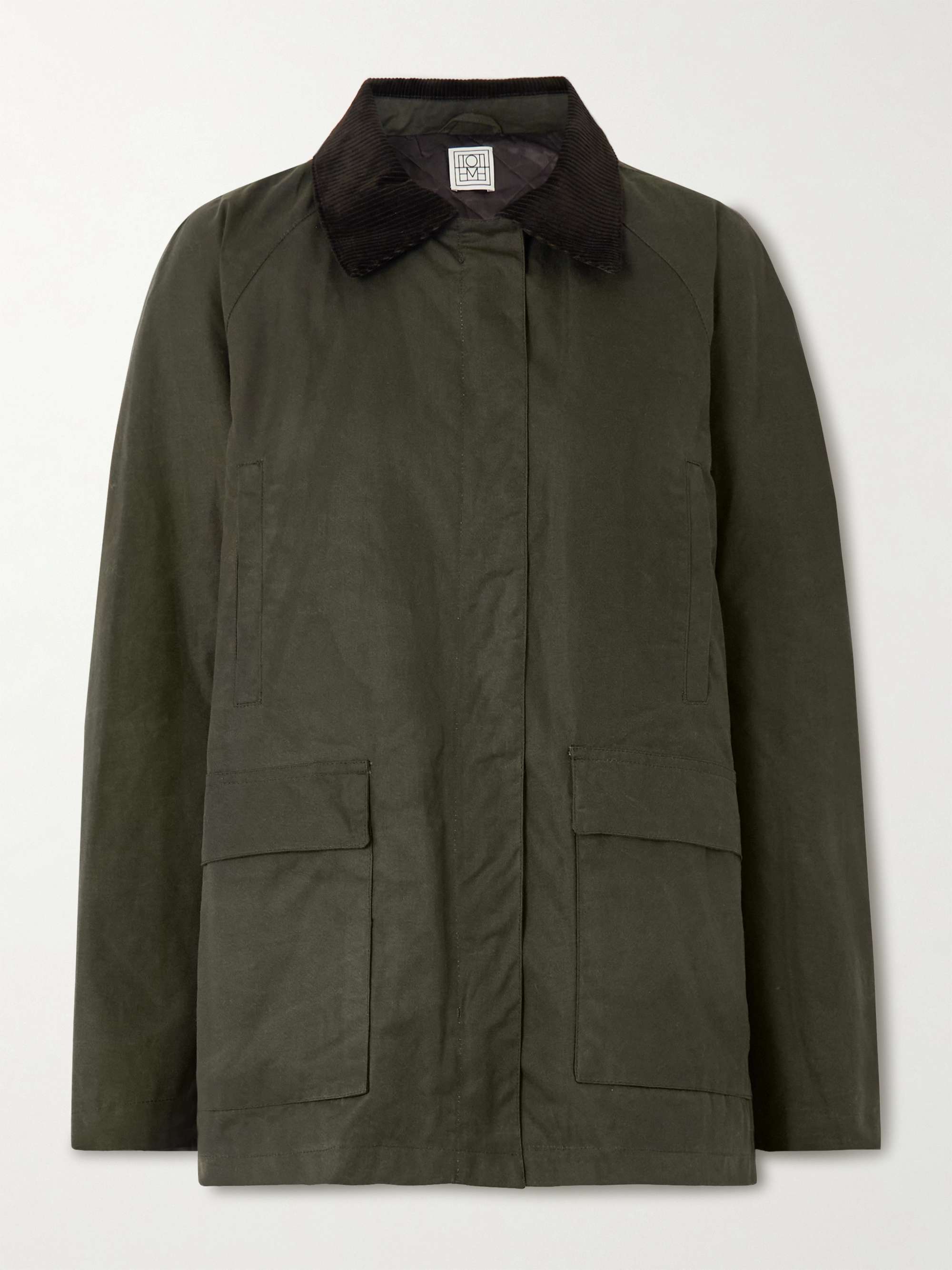 Oversized Corduroy-Trimmed Waxed Organic Cotton Jacket