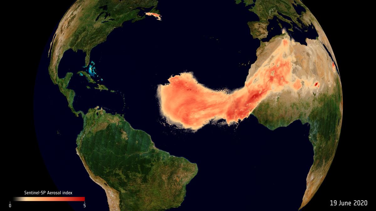 Satellite sees 'Godzilla' dust plume sweep across the Atlantic Ocean