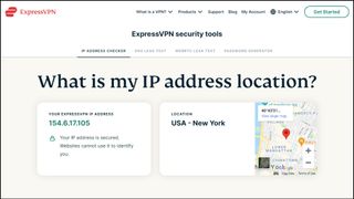 Capture d'écran de la page Web "What Is My IP" d'ExpressVPN