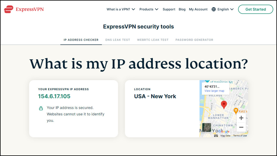 ExpressVPN What Is My IP Web Page