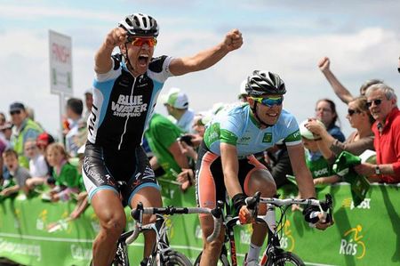 Mark Pedersen (Blue Water Cycling) celebbrates his victory in the fourth stage of the An Post Ras.
