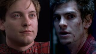 Screenshot of Tom Maguire in Spider-Man 2 and Andrew Garfield in The Amazing Spider-Man