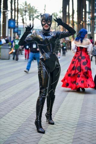 A cosplayer dressed as Catwoman attends the 2024 WonderCon Convention at Anaheim Convention Center on March 29, 2024 in Anaheim, California.