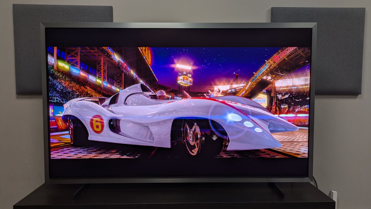 Samsung S99H with Mach 6 from Speed Racer on screen. Shows the S99H's punchy brightness and bold colors