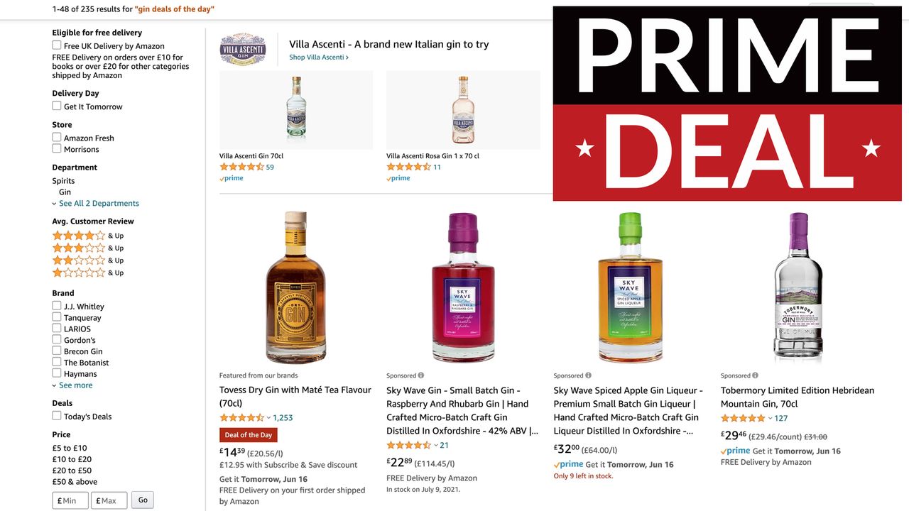 Amazon Prime Day best gin deals