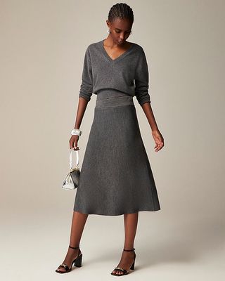 Foldover Sweater Midi Skirt in Merino Wool Blend