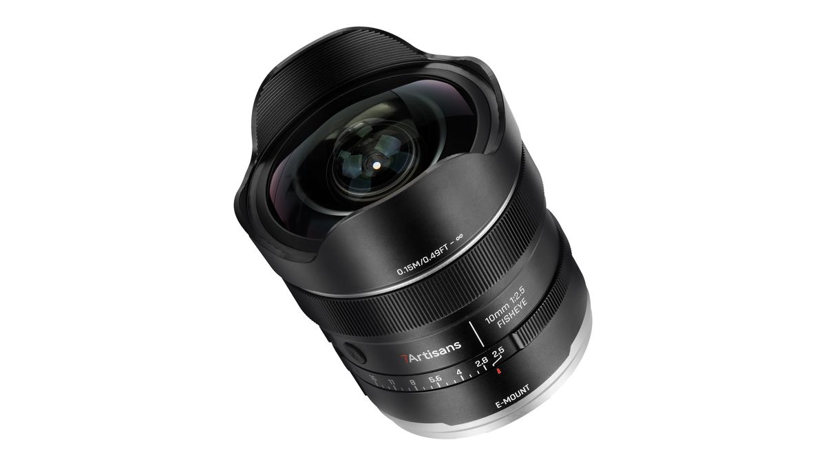 7Artisans AF 10mm f/2.5 Max against a white background