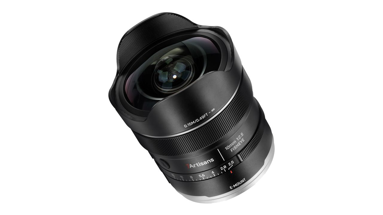 7Artisans AF 10mm f/2.5 Max against a white background