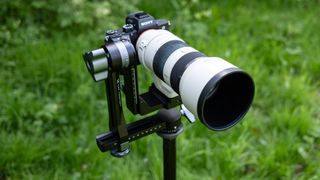K&F Concept Professional Gimbal Head with a camera and telephoto lens attached