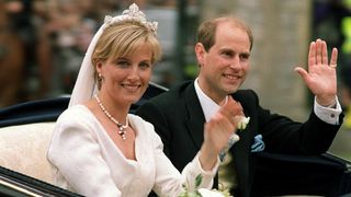 Prince Edward and Sophie Rhys-Jones greet well-wishers on their wedding day