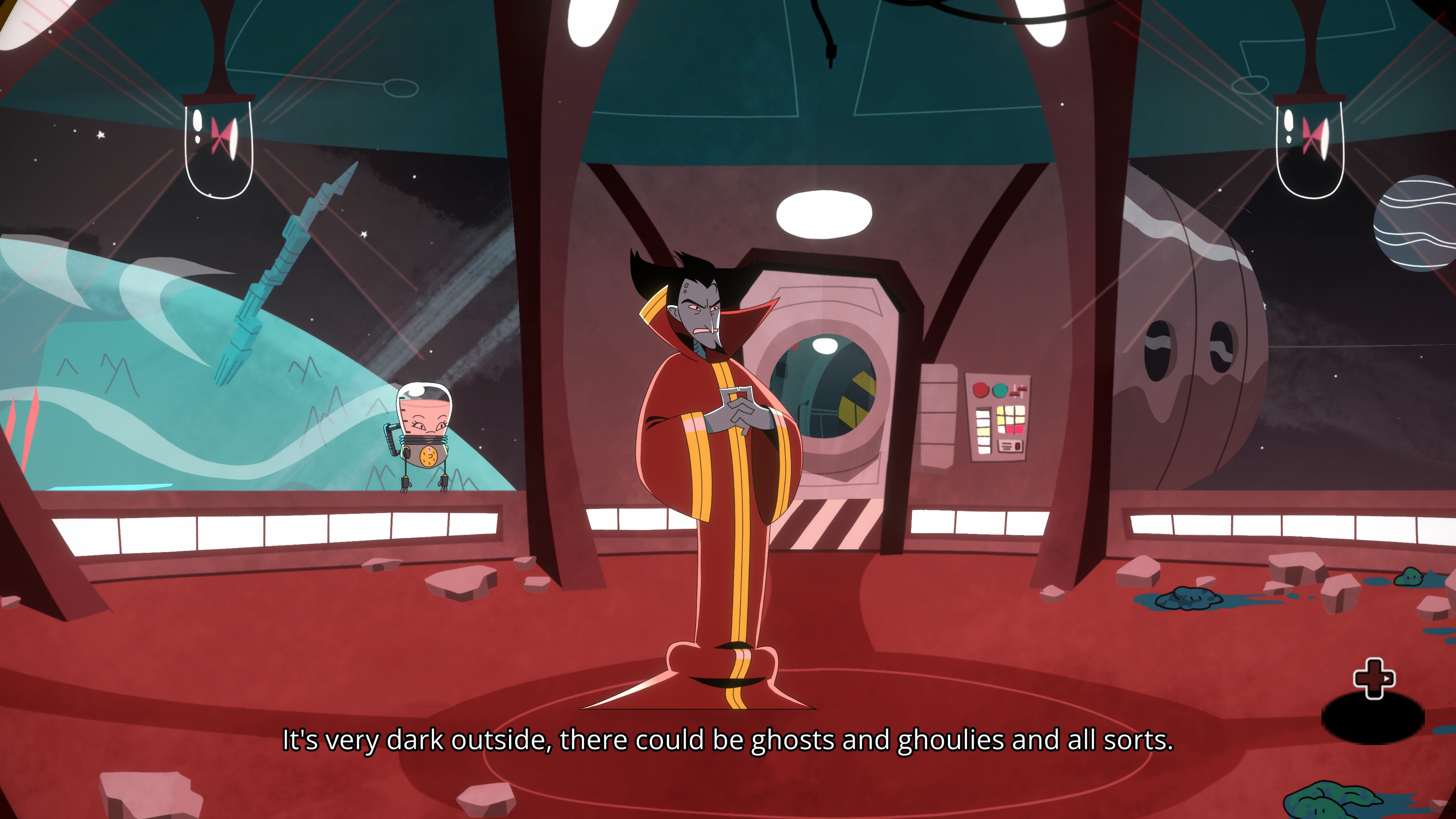 VValak standing inside a spaceship