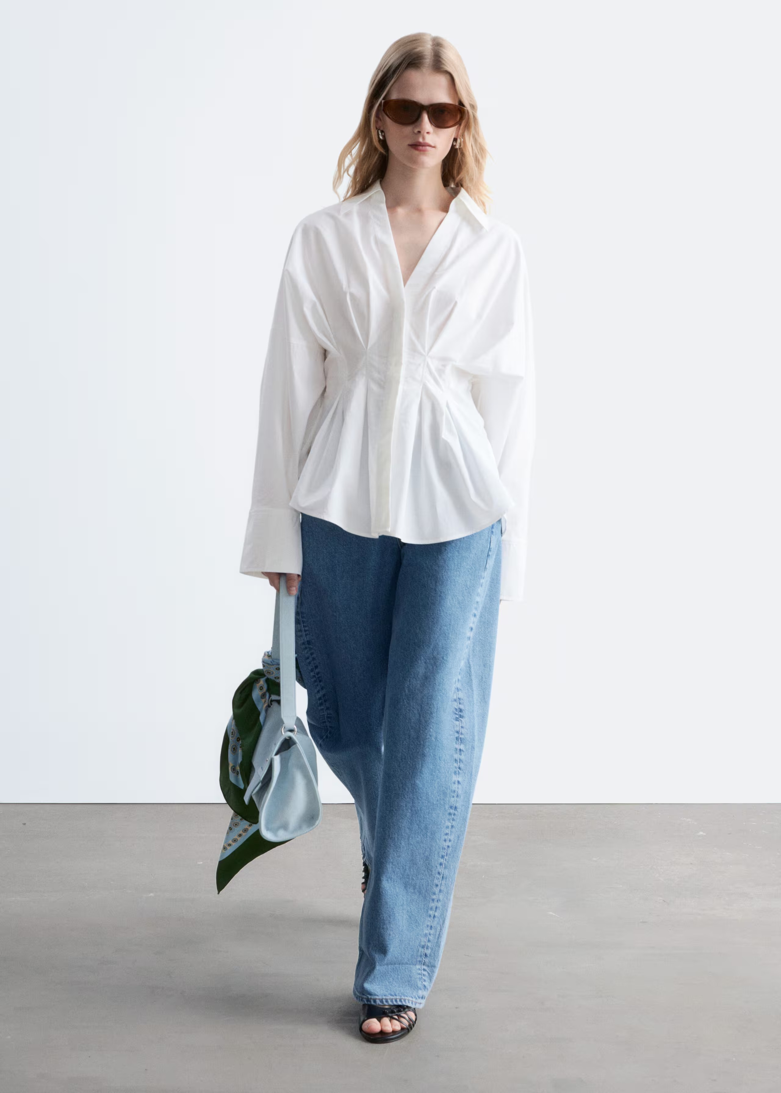 Fitted-Waist Cotton Shirt - White