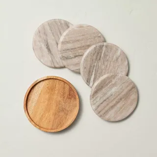 5pc Marble Coaster Set Warm Beige - Hearth & Hand™ With Magnolia