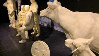 The 2019 Ohio State Fair's annual butter display, sponsored by the American Dairy Association Mideast, pays tribute to the 50th anniversary of the Apollo 11 moon landing of July 20, 1969..