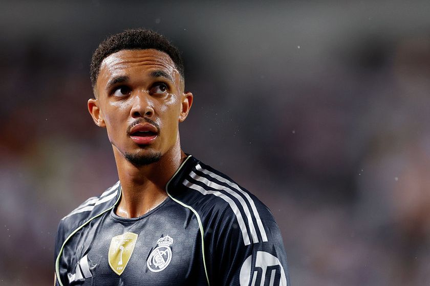 Trent Alexander-Arnold #12 of Real Madrid C.F. looks on during the FIFA Club World Cup 2025 group H match between FC Red Bull Salzburg and Real Madrid CF at Lincoln Financial Field on June 26, 2025 in Philadelphia, Pennsylvania.