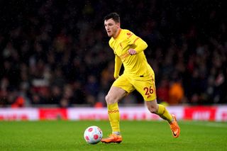 Liverpool’s Andrew Robertson during the Premier League match at the Emirates Stadium, London. Picture date: Wednesday March 16, 2022